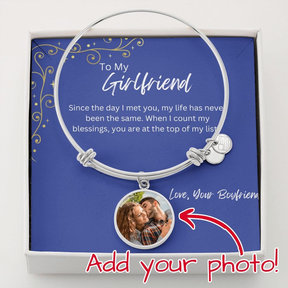 Girlfriend Personalized Photo Bangle w/ Message Card