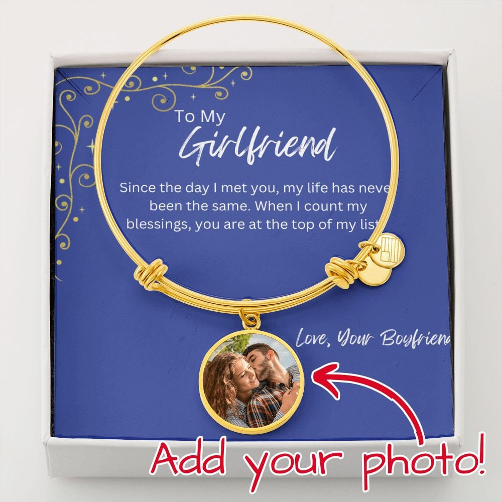 Girlfriend Personalized Photo Bangle w/ Message Card